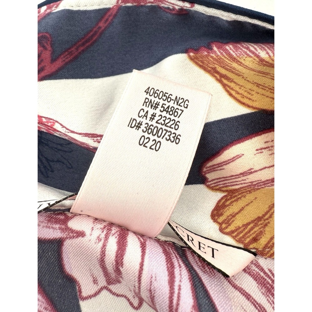 Victoria's Secret VS Satin Sleepshirt Nightgown Floral MEDIUM Blue White Stripe - Picture 8 of 8